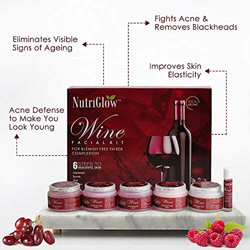 NutriGlow Red Wine Facial Kit 250gm10ml  English Rose Facial Toner 150ml For Skin Smoothening Tighten Pores Remove Blackheads All Skin Type Pack of 2 - Image 4