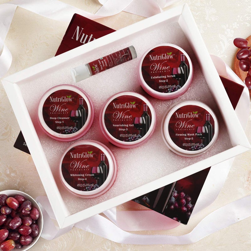 NutriGlow Red Wine Facial Kit 250gm10ml  English Rose Facial Toner 150ml For Skin Smoothening Tighten Pores Remove Blackheads All Skin Type Pack of 2 - Image 2