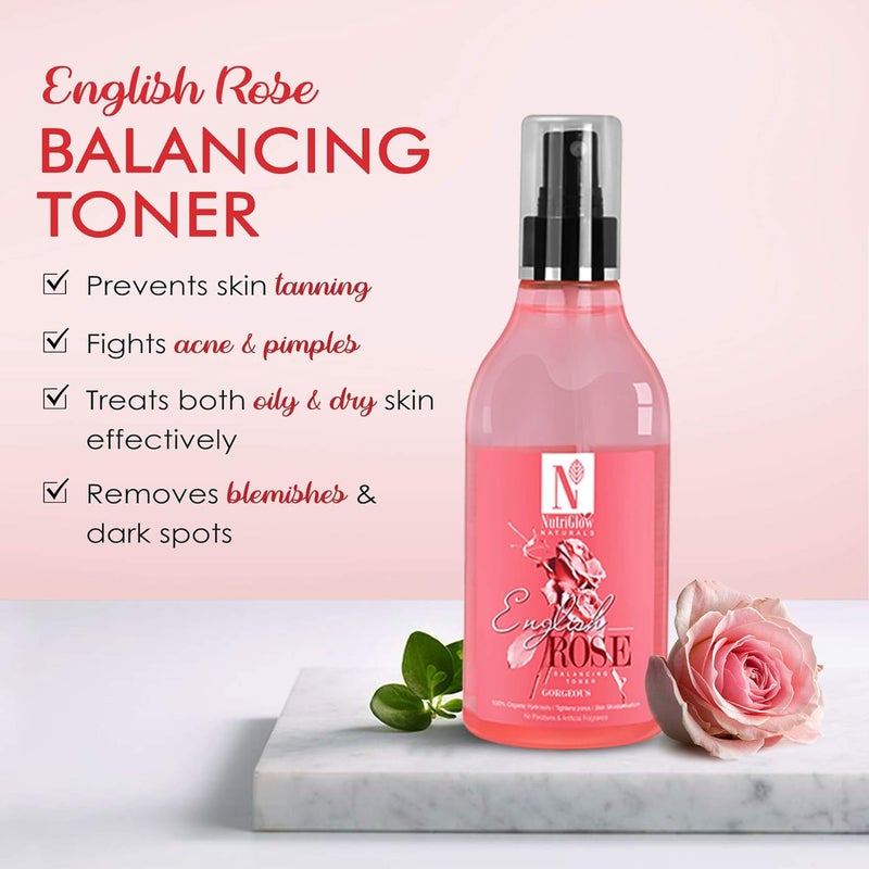 NutriGlow Red Wine Facial Kit 250gm10ml  English Rose Facial Toner 150ml For Skin Smoothening Tighten Pores Remove Blackheads All Skin Type Pack of 2 - Image 5