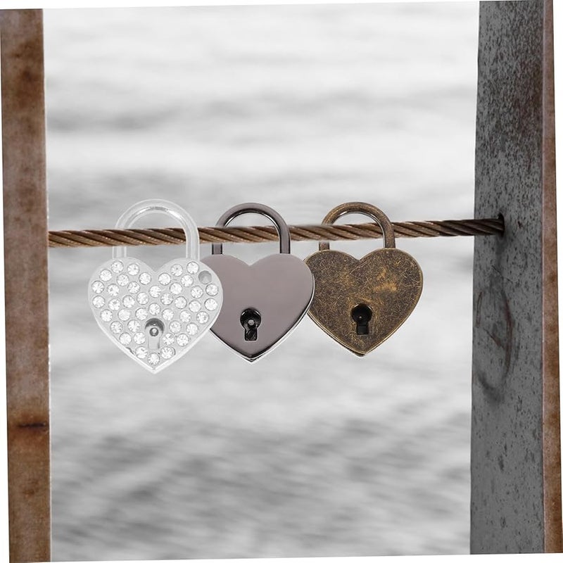 STOBOK مجموعة من 2 قفل على شكل قلب لغرفة النوم وخزانة الأبواب - Image 5
