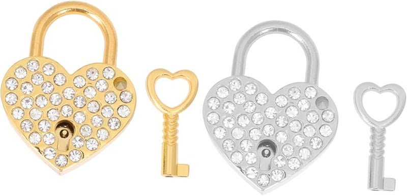 STOBOK مجموعة من 2 قفل على شكل قلب لغرفة النوم وخزانة الأبواب - Image 2