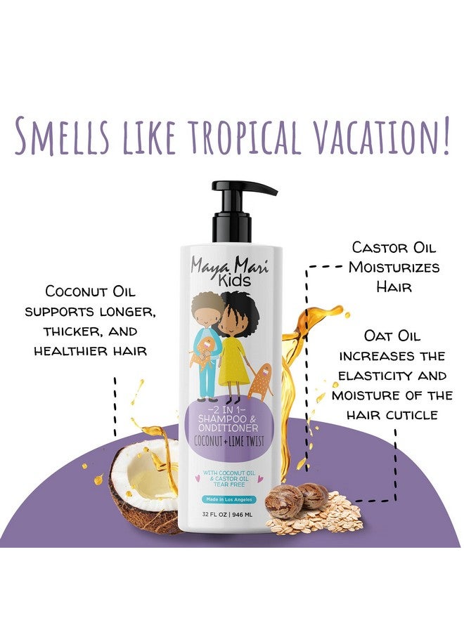 MAYA MARI Kids Shampoo And Conditioner 2 In 1 With Coconut Oil And Castor Oil | Sulfate Free And Tear Free Hair Detangler Curly Hair Products For Kids, 32 Fl Oz - Image 2
