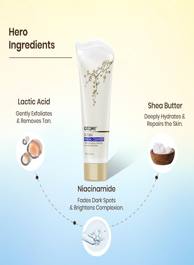Ozone منظف الوجه أوزون د-تان للرجال والنساء | مثالي لجميع أنواع البشرة | إزالة تان، أضرار الشمس وتفاوت لون البشرة | غني بالمكونات العضوية | 100 جرام (عبوة من 2) - Image 4