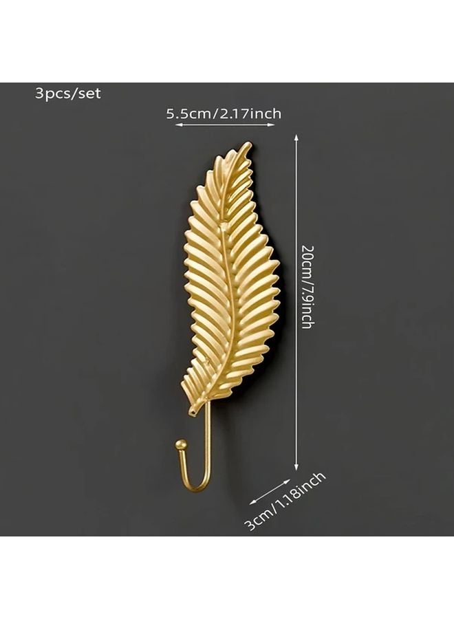 2 Pcs Long Leaf Wall Hooks No Nails Decorative Key Holder - Image 4