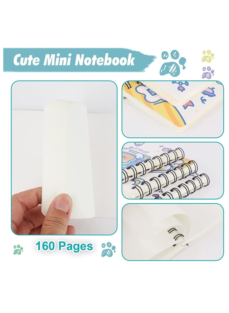 Captaintech Mini Animal Cartoon Pocket Notebook Small Notepad Journal 4 packs Spiral portable note book Blank Paper memo scratch pads Thick Lined with Inner A7 - Image 4
