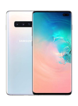 هاتف جالاكسي S10 بلس ثنائي الشريحة لون أبيض بريزم بذاكرة رام سعة 8 جيجابايت وذاكرة داخلية سعة 128 جيجابايت يدعم تقنية 4G LTE