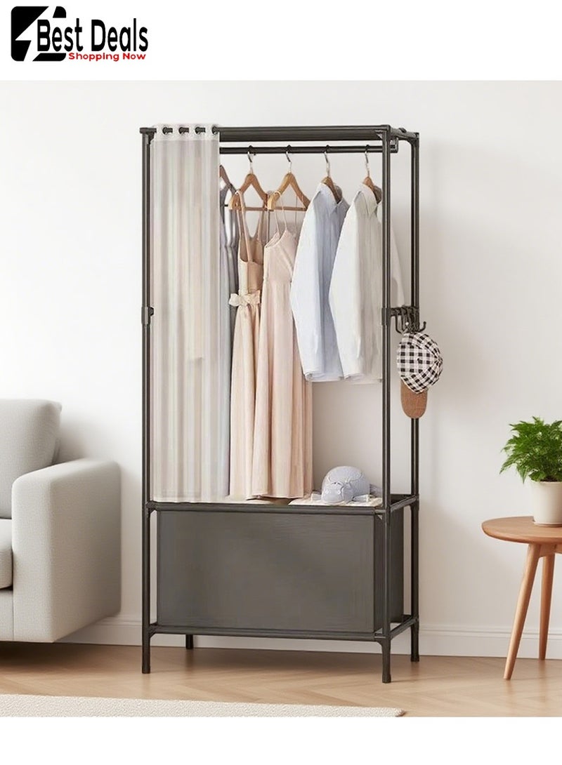 Best Deals Floor Standing Independent Wardrobe, Bedroom Portable Clothing Organizer, With Independent Wardrobe Curtain, Simple Clothing Organizer, Need To Be Assembled，Clothes Rack，Hanger Rack,Closet Clothes Hanger ,Coat Rack - Image 1