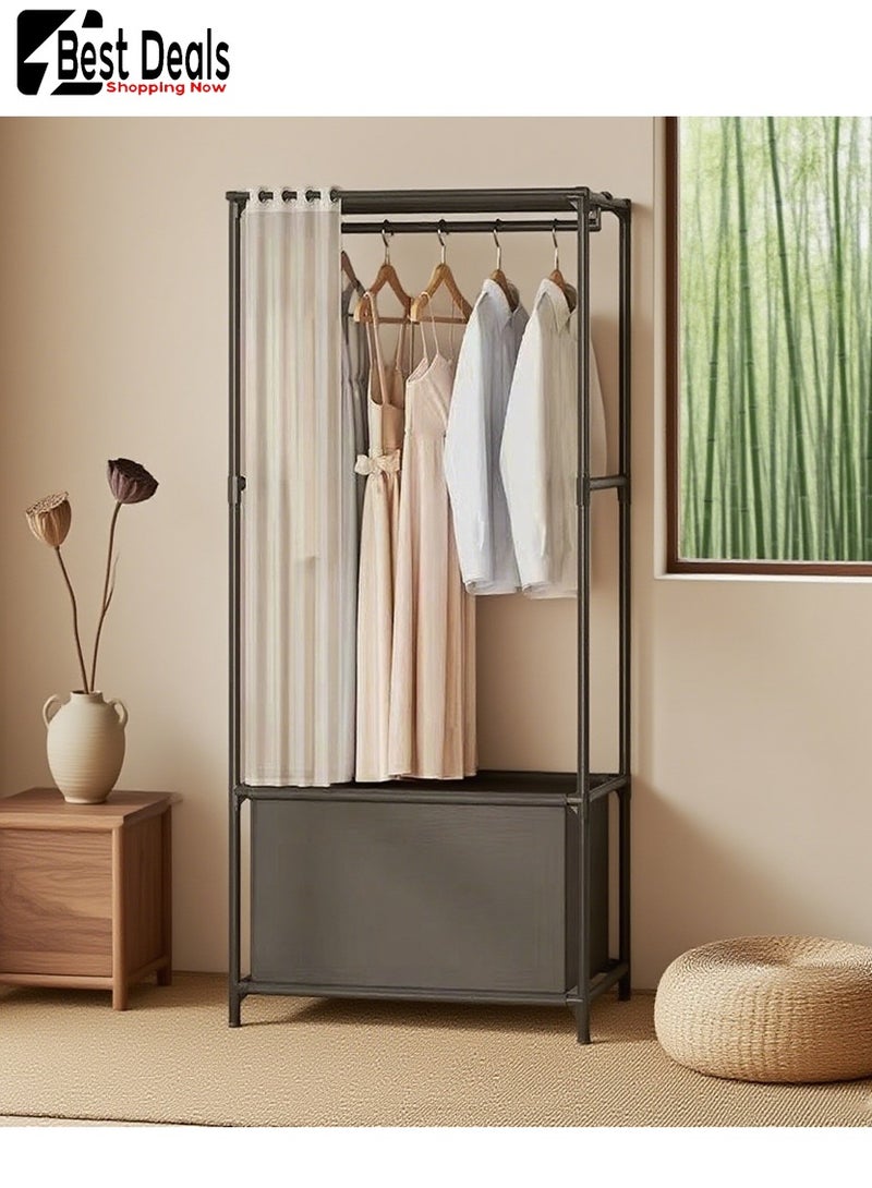 Best Deals Floor Standing Independent Wardrobe, Bedroom Portable Clothing Organizer, With Independent Wardrobe Curtain, Simple Clothing Organizer, Need To Be Assembled，Clothes Rack，Hanger Rack,Closet Clothes Hanger ,Coat Rack - Image 2