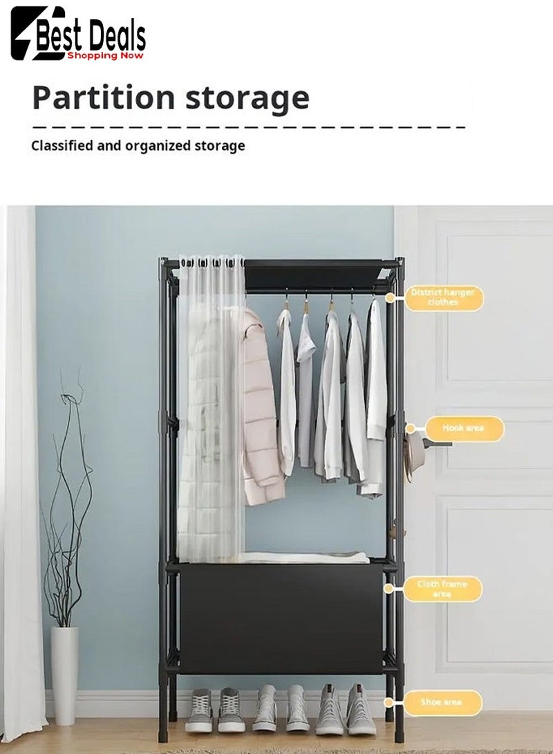 Best Deals Floor Standing Independent Wardrobe, Bedroom Portable Clothing Organizer, With Independent Wardrobe Curtain, Simple Clothing Organizer, Need To Be Assembled，Clothes Rack，Hanger Rack,Closet Clothes Hanger ,Coat Rack - Image 5