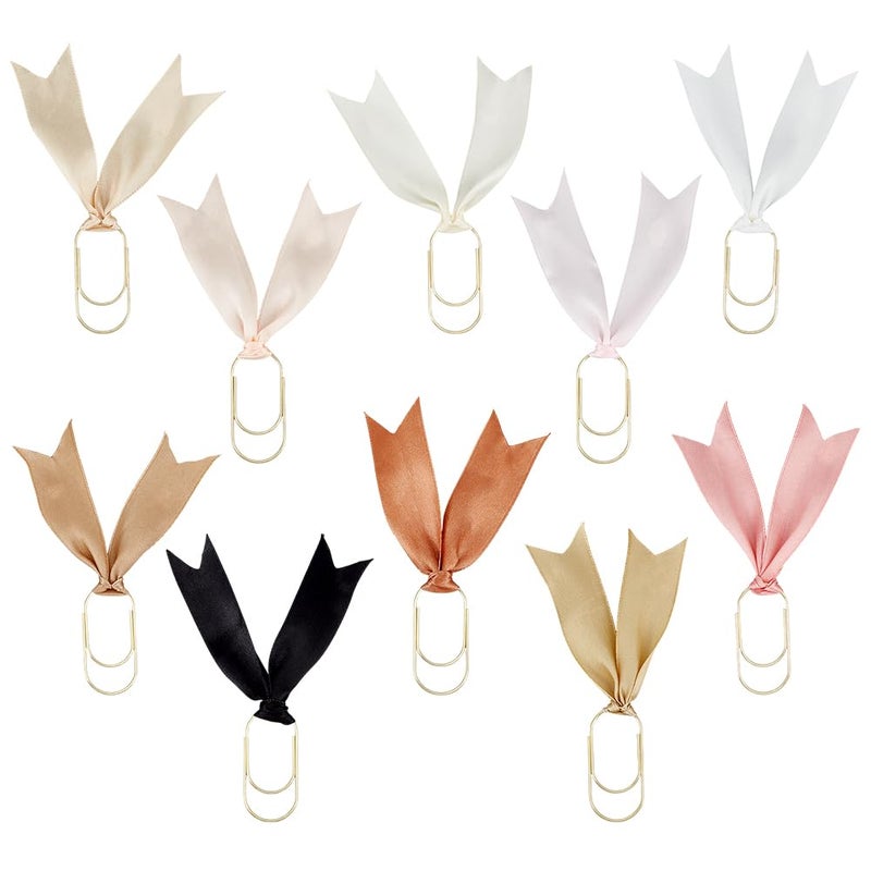 PH PandaHall 10pcs Ribbon Paper Clip, Colorful Planner Bookmark Ribbon Paperclips 1.9 Inch Paper Clamps Metal Bookmarks Accessories for Back to School Office Teacher Students Book Notebook - Image 1
