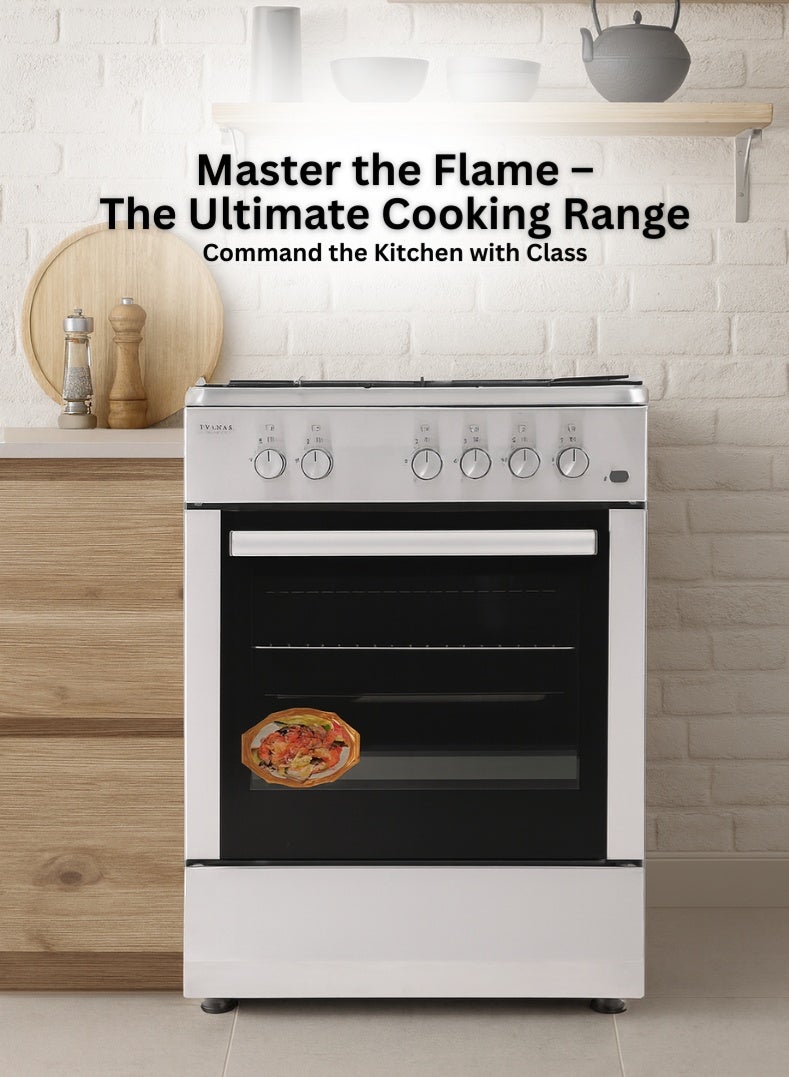 Venus موقد ستانلس ستيل 60x60 سم | 3 شعلات غاز + 1 لوحة كهربائية | فرن وشواية كهربائية | إشعال تلقائي | دعم أواني متين | صنع في تركيا | موقد عائلي مدمج – نموذج VC6631ESD - Image 2