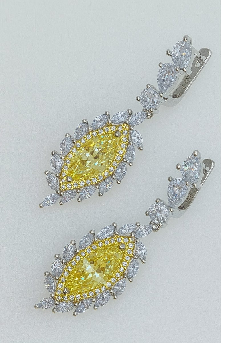 Ready For Chai Yellow stone Pendant Set | Real 925 Sterling Silver Jewelry for women with Simulated Gemstones | Rhodium-Plated Earrings, Ring & Pendant | - Image 4