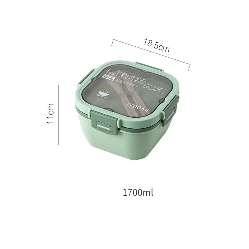 CherryBox Tiffin Box Airtight Leakproof Double Layer 4 Compartment with Sauce Container Along with Spoon and Butter Knife 1700 ML for Kids and Adults (Green) - Image 2