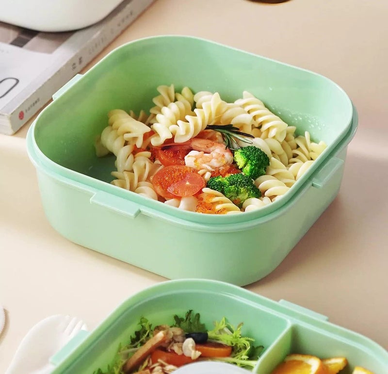 CherryBox Tiffin Box Airtight Leakproof Double Layer 4 Compartment with Sauce Container Along with Spoon and Butter Knife 1700 ML for Kids and Adults (Green) - Image 5