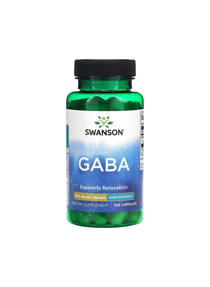 SWANSON Gaba, High Potency, 500 mg, 100 Capsules