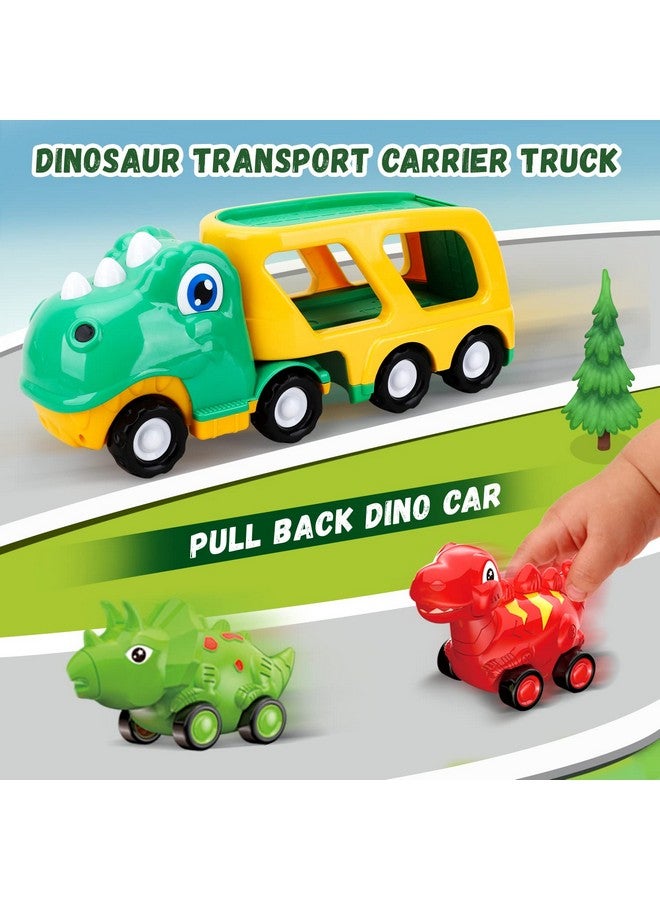 Toy Toddler Car Toy For 1+ Year Old, Dinosaur Transport Carrier Truck With 4 Pull Back Dinosaur Cars Dino Figures, Dinosaur Toys For Kids 1 2 3 4 5+, Christmas Birthday Gift For 18M+ Boys Girls - Image 3