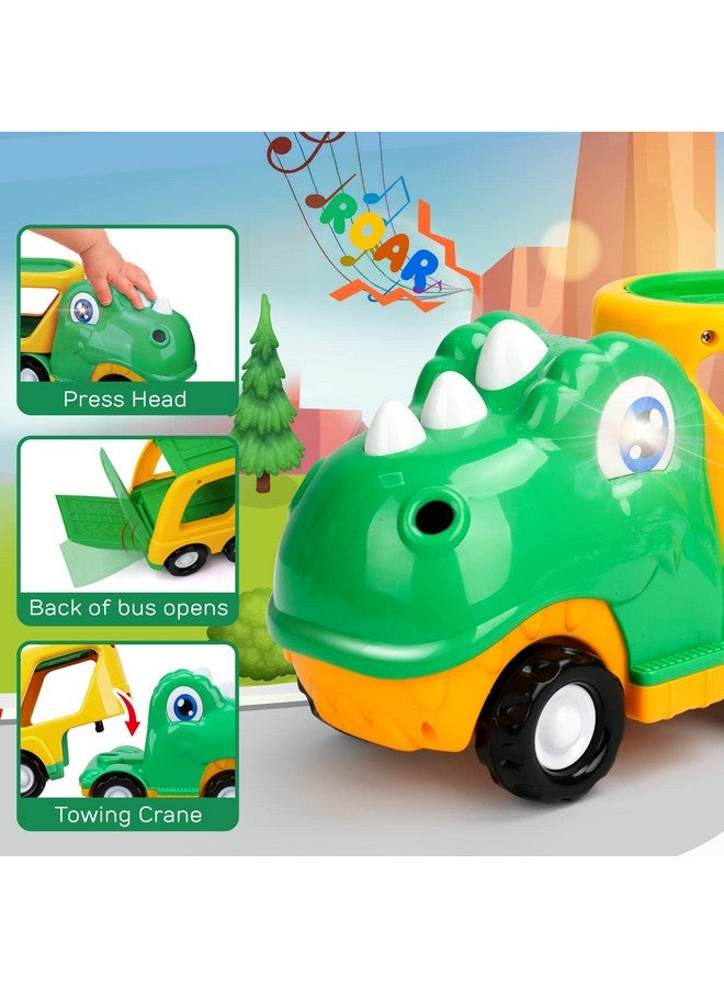 Toy Toddler Car Toy For 1+ Year Old, Dinosaur Transport Carrier Truck With 4 Pull Back Dinosaur Cars Dino Figures, Dinosaur Toys For Kids 1 2 3 4 5+, Christmas Birthday Gift For 18M+ Boys Girls - Image 2