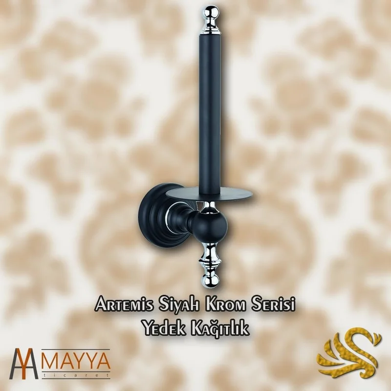 Saray Banyo Saray Bathroom Artemis Black Chrome Spare Paper Holder