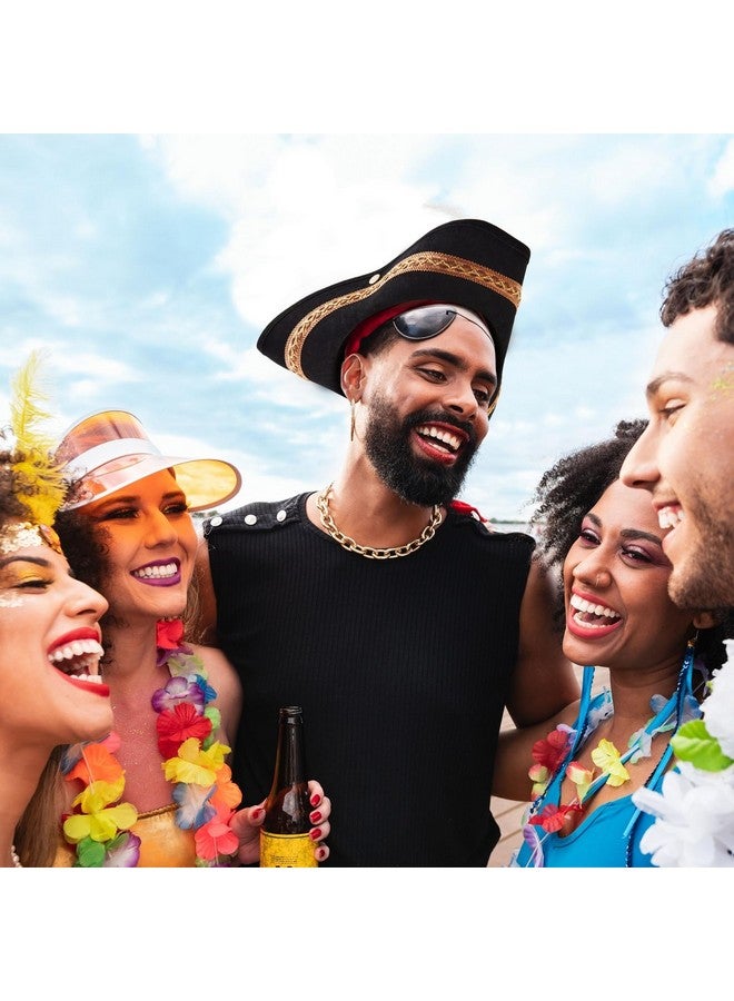 Juvale Adult Tricorn Pirate Hat with Feather for Halloween Outfit - Black Pirate Hat for Colonial Revolutionary History Theme Birthday & Halloween Party Costume 15 x13 x 3.5 In - Image 3