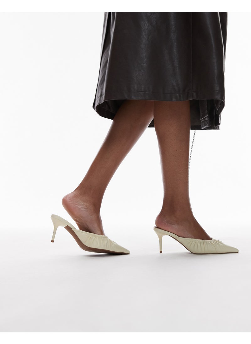 TOPSHOP - Dill Ruched Slip On Mid Heeled Mules - Image 1