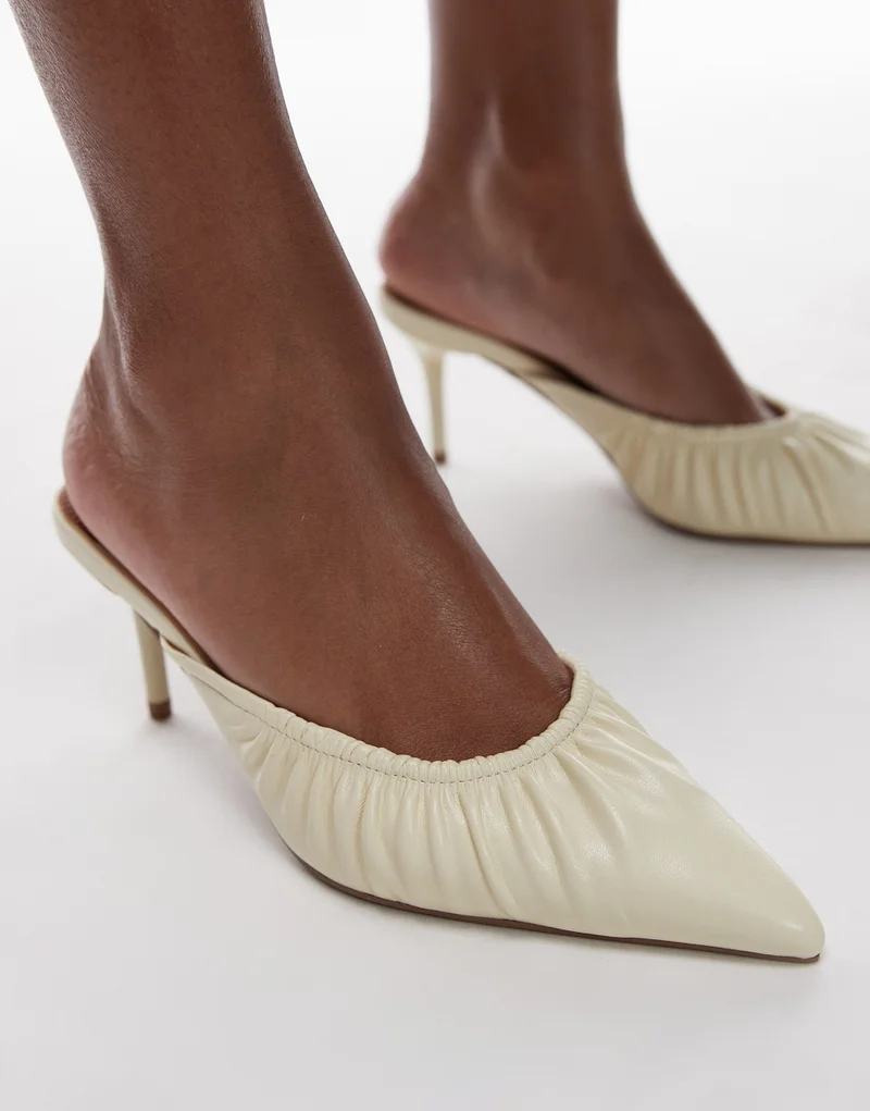 TOPSHOP Dill Ruched Slip On Mid Heeled Mules