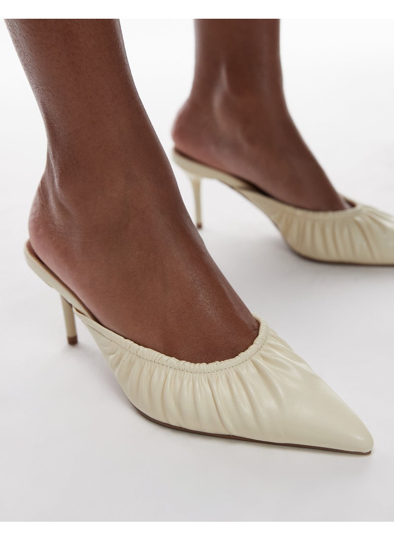 TOPSHOP - Dill Ruched Slip On Mid Heeled Mules - Image 1