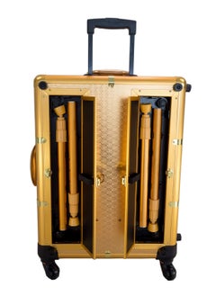 MAYLAN Makeup Box Cosmetic Train Stand Case With Trolley And Lights Gold  Medium  - Image 4