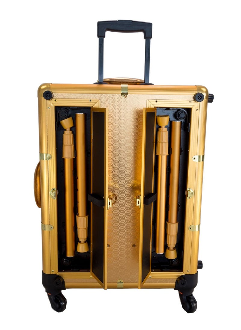 MAYLAN - Makeup Box Cosmetic Train Stand Case With Trolley And Lights Gold  Medium - Image 1