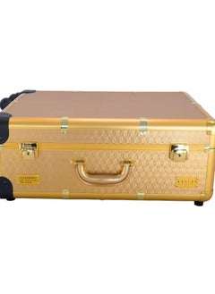 MAYLAN Makeup Box Cosmetic Train Stand Case With Trolley And Lights Gold  Medium  - Image 3