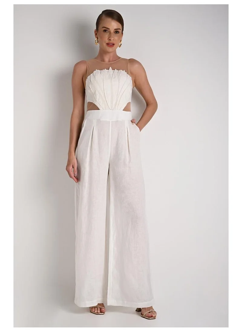 Jumpsuit with Transparent Cutouts Off-White