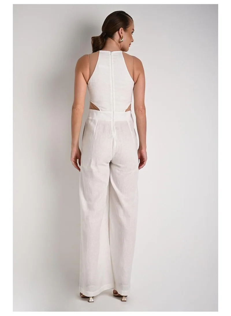 Carmen Steffens  Jumpsuit with Transparent Cutouts Off-White for Women | Best Price UAE