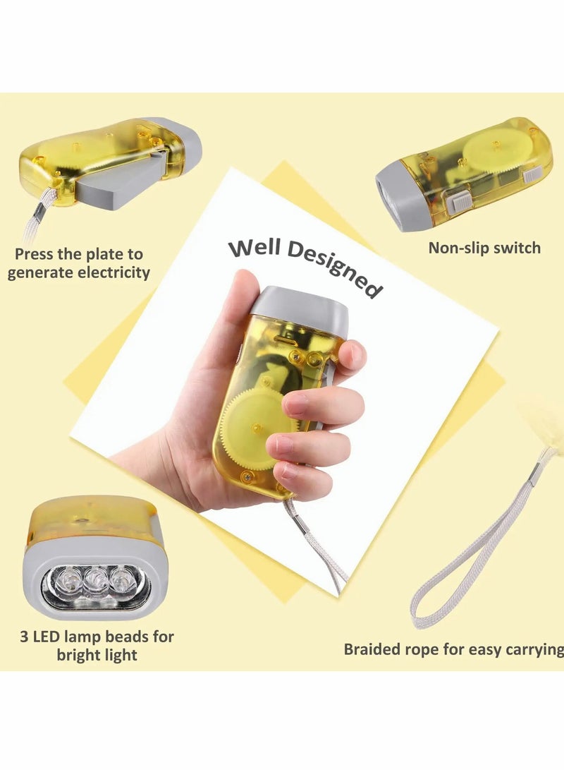 Hand Crank Flashlight No Battery Flashlight Shake Flashlight with LED Bright Light for Camping Home Car Gear Self Powered Charging Torch Dynamo, Yellow, Red, Grey, Blue 4 PCS - Image 2