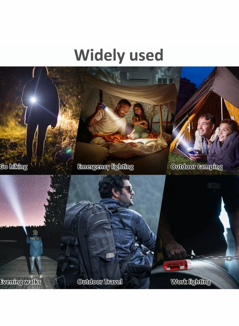 Hand Crank Flashlight No Battery Flashlight Shake Flashlight with LED Bright Light for Camping Home Car Gear Self Powered Charging Torch Dynamo, Yellow, Red, Grey, Blue 4 PCS - Image 4