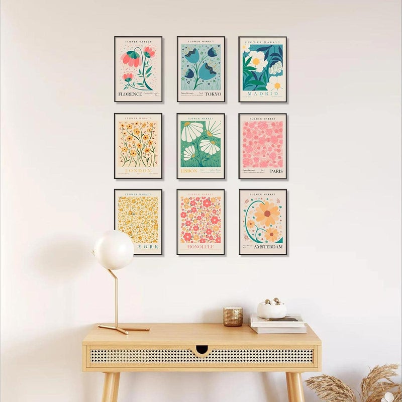 KBKBART Flower Market Poster Set of 6, Abstract Flower Market Wall Art Prints, Vintage Colorful Floral Wall Art Decor, Boho Room Decor（8x10inch, Unframed - Image 5