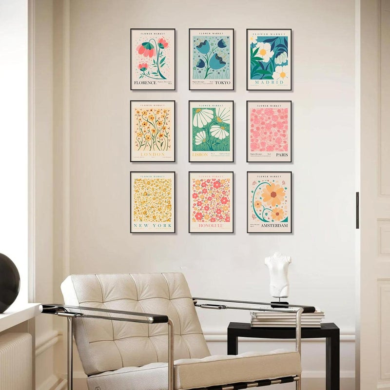 KBKBART Flower Market Poster Set of 6, Abstract Flower Market Wall Art Prints, Vintage Colorful Floral Wall Art Decor, Boho Room Decor（8x10inch, Unframed - Image 4