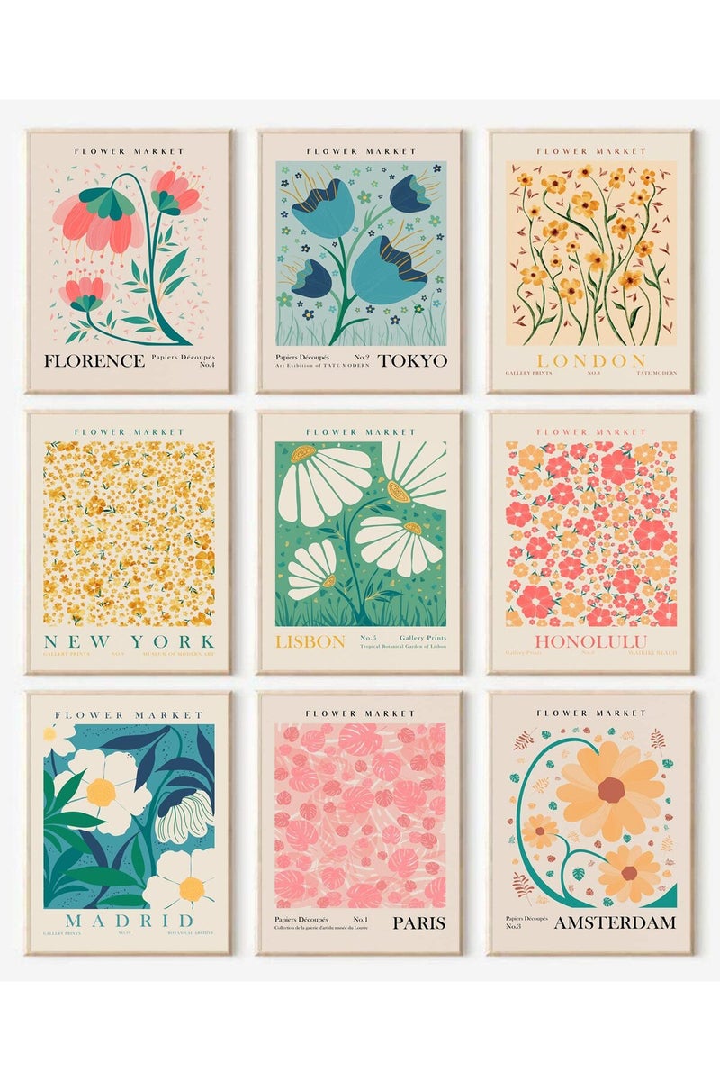 KBKBART Flower Market Poster Set of 6, Abstract Flower Market Wall Art Prints, Vintage Colorful Floral Wall Art Decor, Boho Room Decor（8x10inch, Unframed - Image 1