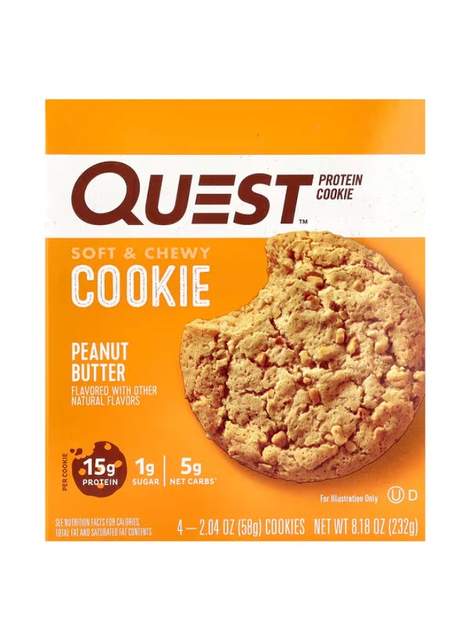 Quest Nutrition، كوكيز البروتين، زبدة الفول السوداني، 4 كوكيز، 2.04 أونصة (58 جم) لكل منها