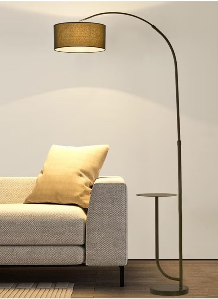 Arabest - Modern Floor Lamp, Standing Light with Metal Coffee Table, Fabric Lamp Shade, Marble Base, Warm Light E27 Bulb 12W - Image 1