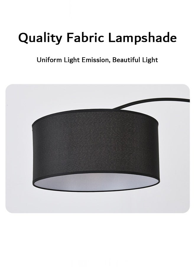 Arabest - Modern Floor Lamp, Standing Light with Metal Coffee Table, Fabric Lamp Shade, Marble Base, Warm Light E27 Bulb 12W - Image 1