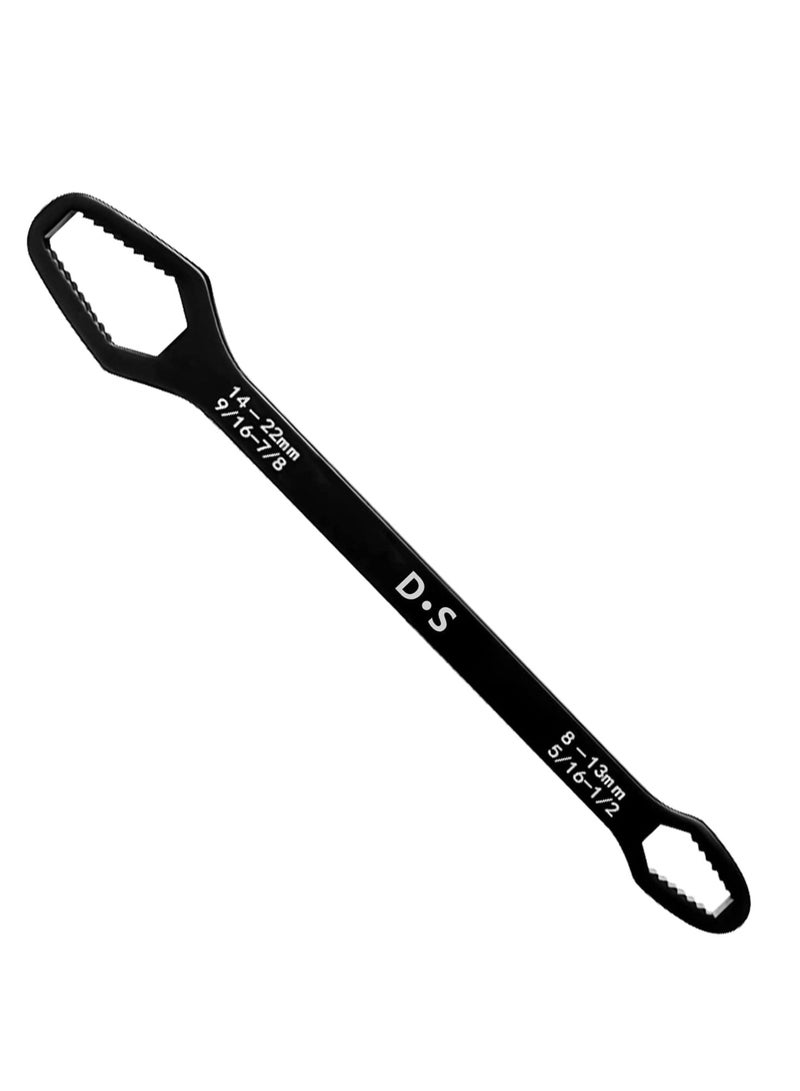 Universal Double Sided Wrench, Adjustable Spanner, Multifunctional Wrench for DIY Machine & Auto Maintenance,Multi Tool, Self-Tightening Wrench, Anti Corrosion, Open End 8-22 mm.Black - Image 1