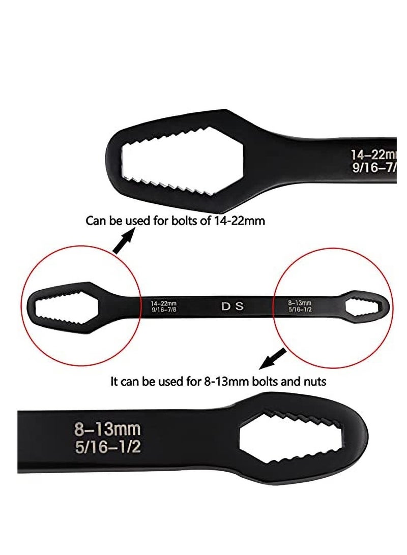 Universal Double Sided Wrench, Adjustable Spanner, Multifunctional Wrench for DIY Machine & Auto Maintenance,Multi Tool, Self-Tightening Wrench, Anti Corrosion, Open End 8-22 mm.Black - Image 3