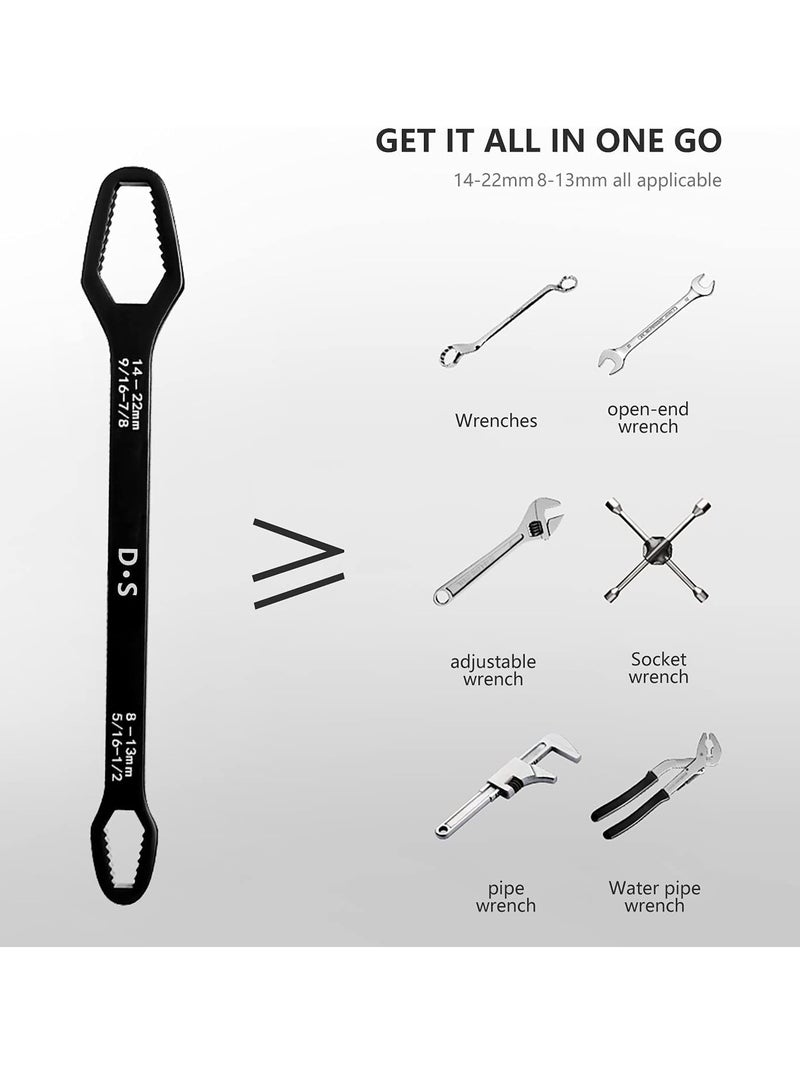 Universal Double Sided Wrench, Adjustable Spanner, Multifunctional Wrench for DIY Machine & Auto Maintenance,Multi Tool, Self-Tightening Wrench, Anti Corrosion, Open End 8-22 mm.Black - Image 5