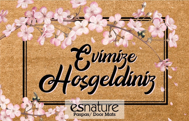 Esnature Welcome to Our Home Japanese Cherry Blossom Patterned Door Mat 45X70 cm  - Image 5