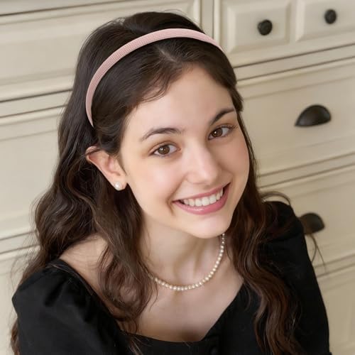 Interesse 6 PCS Thin Headbands for Women Girls, No Pressure Skinny Headbands, Non Slip Comfortable Soft Fabric Head bands, Cute Hair Accessories Hairbands for Makeup Washing Face (Natural Color) - Image 3