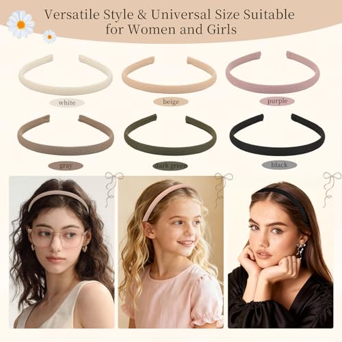 Interesse 6 PCS Thin Headbands for Women Girls, No Pressure Skinny Headbands, Non Slip Comfortable Soft Fabric Head bands, Cute Hair Accessories Hairbands for Makeup Washing Face (Natural Color) - Image 5