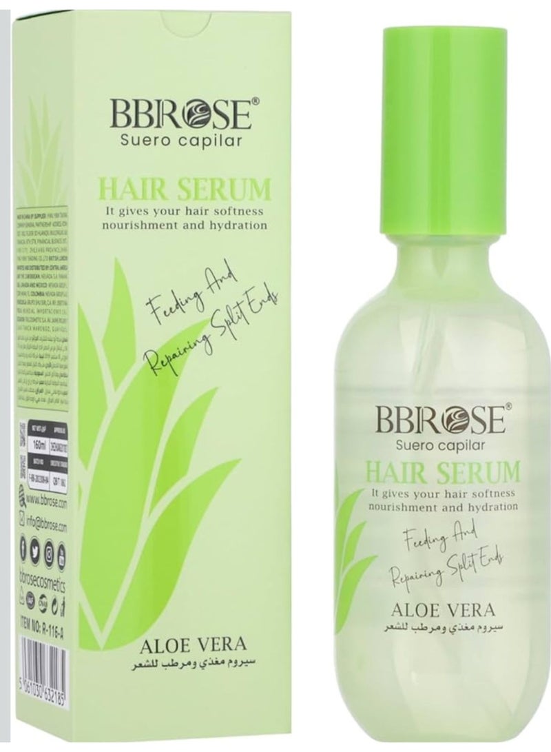 BBROSE Aloe Vera Hair Serum – 160ml | Hydrating & Nourishing Hair Treatment for Frizz Control, Shine & Smoothness | Lightweight Formula for All Hair Types | Heat Protection & Split-End Repair - Image 1