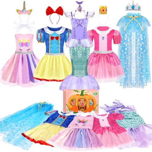 EULRGAUS Princess Dress Up Dress Up Clothes for Girls 36 Cosplay Princess Costume Gift Set with Princess Dresses and Princess Toys Pretend Play Toddler Girl Toys Halloween Christmas Birthday Gift - Image 1