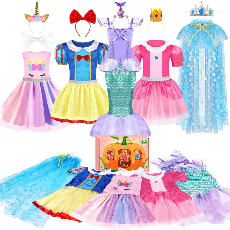 EULRGAUS Princess Dress Up Dress Up Clothes for Girls 36 Cosplay Princess Costume Gift Set with Princess Dresses and Princess Toys Pretend Play Toddler Girl Toys Halloween Christmas Birthday Gift - Image 2