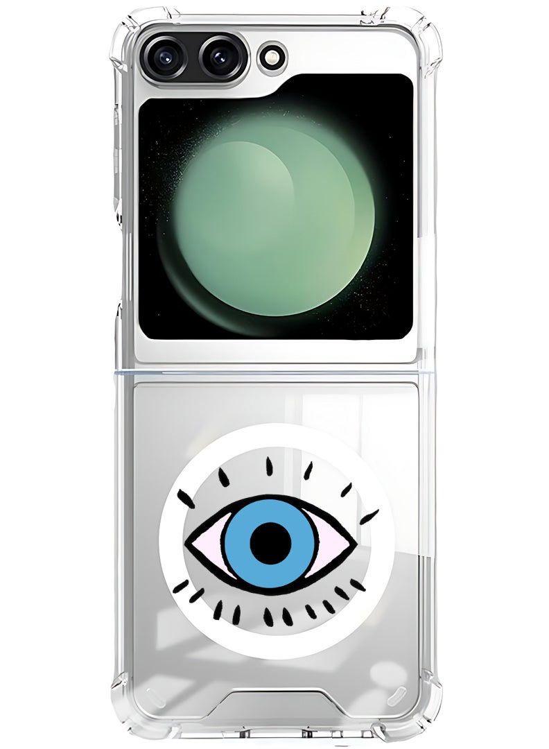 Theodor Magnetic Case for Samsung Galaxy Z Flip 5 Compatible with MagSafe Wireless Charging, Shockproof Phone Bumper Cover Eye B - Image 1