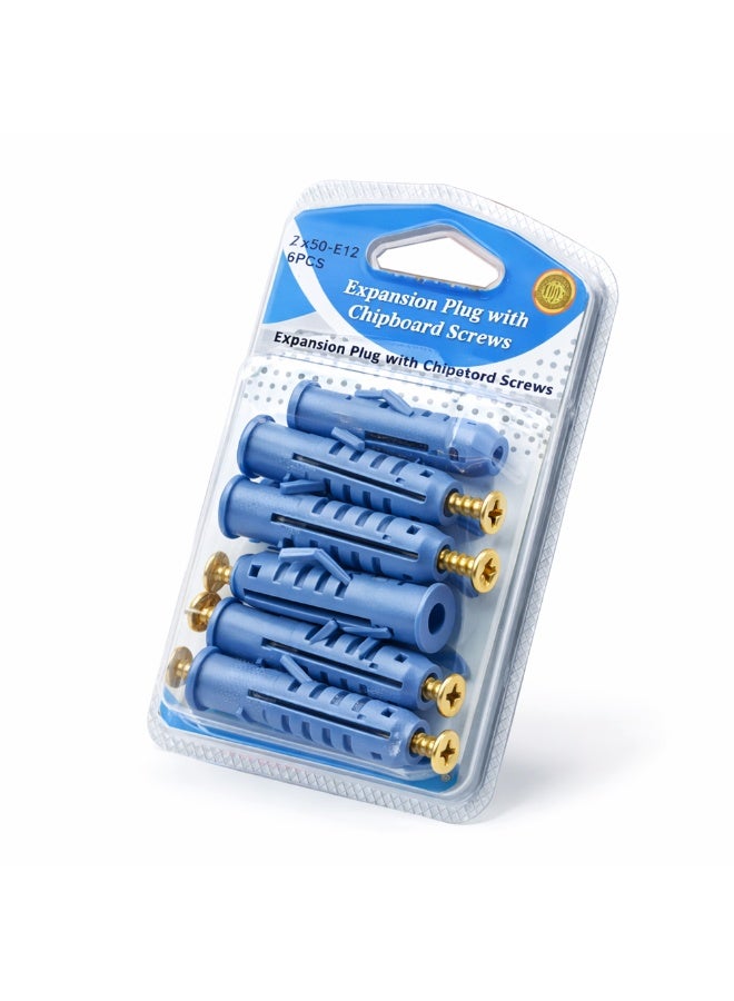 Expansion Pipe with Chipboard Screws 8x50 – 6 Sets Plastic Anchor Wall Plugs for Drywall, Concrete, and Brick – Heavy Duty Expansion Screw Kit for Secure Wall Mounting and Home Improvement - Image 2